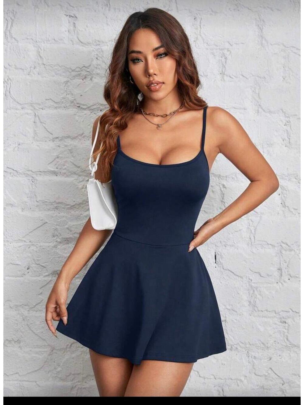 Blue dress with attached shorts